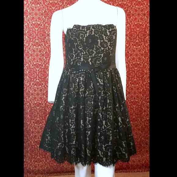 LIBERATED & FREE black lace strapless dress 10✨ - Picture 2 of 9